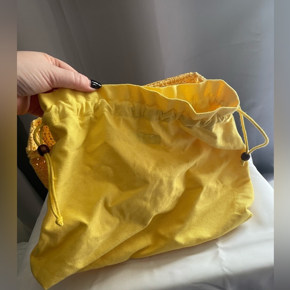 NEW House of Harlow Handwoven Hand Bag Purse Raffia Yellow Gold Vacation Resort - Picture 5 of 13